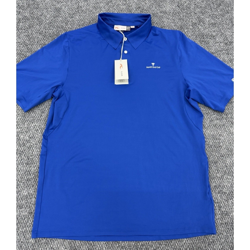 KJUS Men's Large Performance Golf Polo Shirt UPF 50 Royal Blue - New